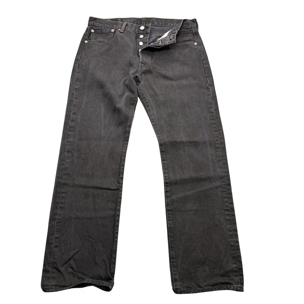 Levi's 501 Original Jeans Mens W33 L30 Black Straight Leg Button Fly Denim